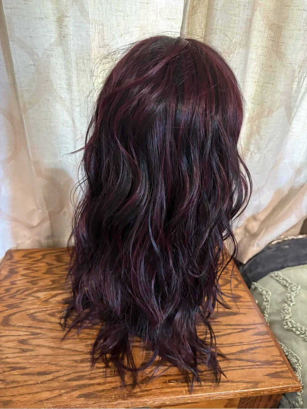 Soma Long Layered Wig with Burgundy Highlights